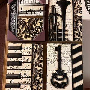 Set of 4 music themed art objects